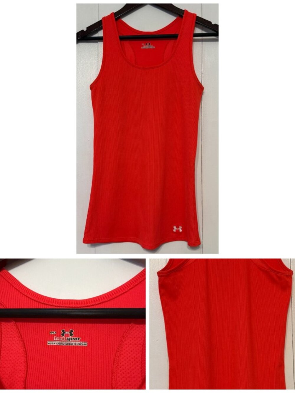 Under Armour HeatGear Bright Orange Ribbed Racerback Tank Top Medium